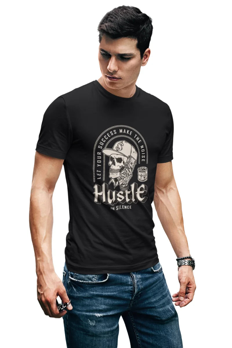 Hustle in Silence Success Skull T-Shirt