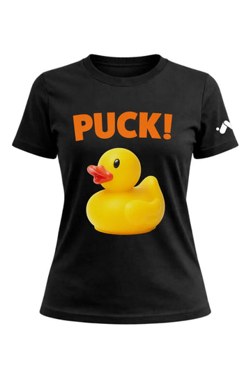 Puck! Rubber Duck Pun T-shirt Female