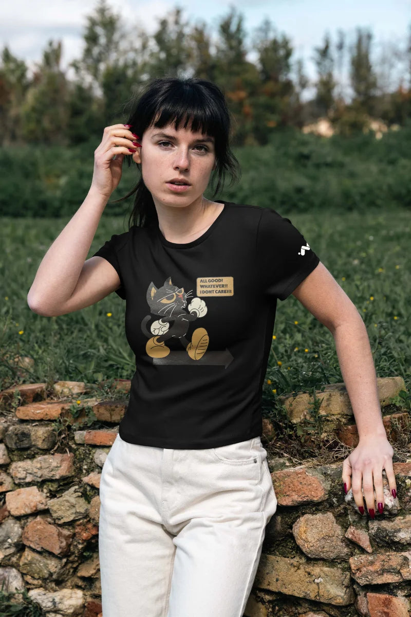 All Good Black Cat Graphic T-shirt Female