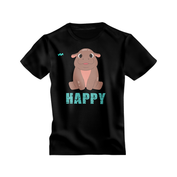 Turquoise text Happy Hippo Graphic T-shirt