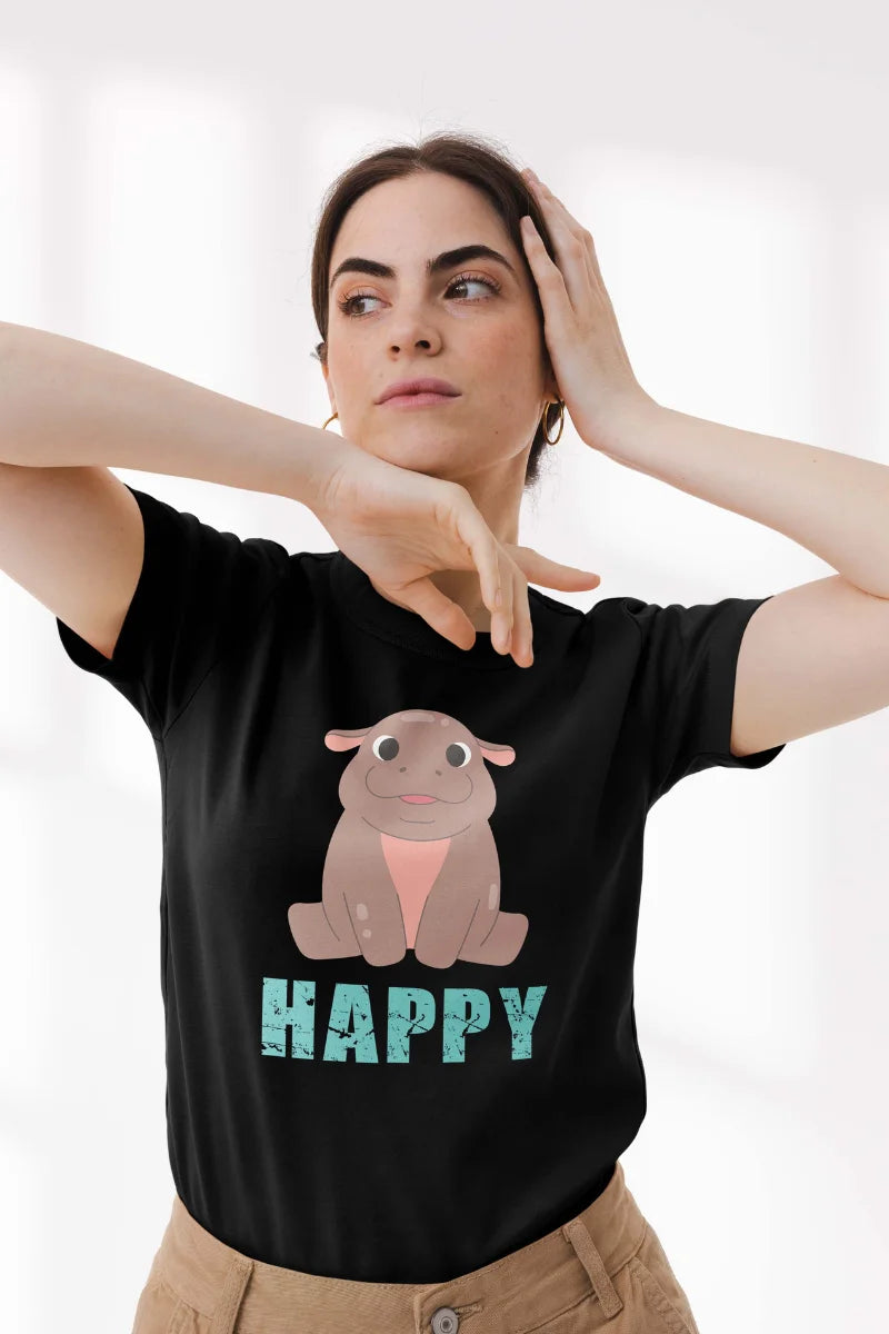 Happy Hippo Graphic T-shirt