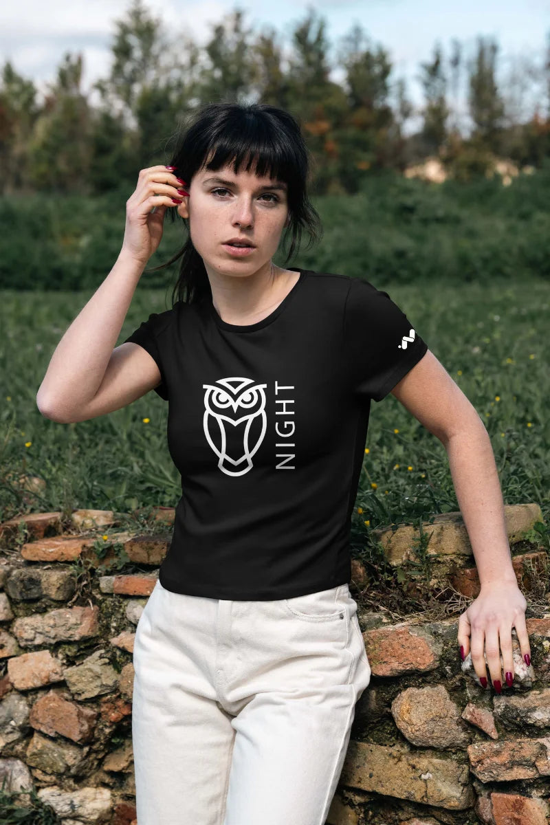 Night Owl Minimalist Owl T-shirt Female